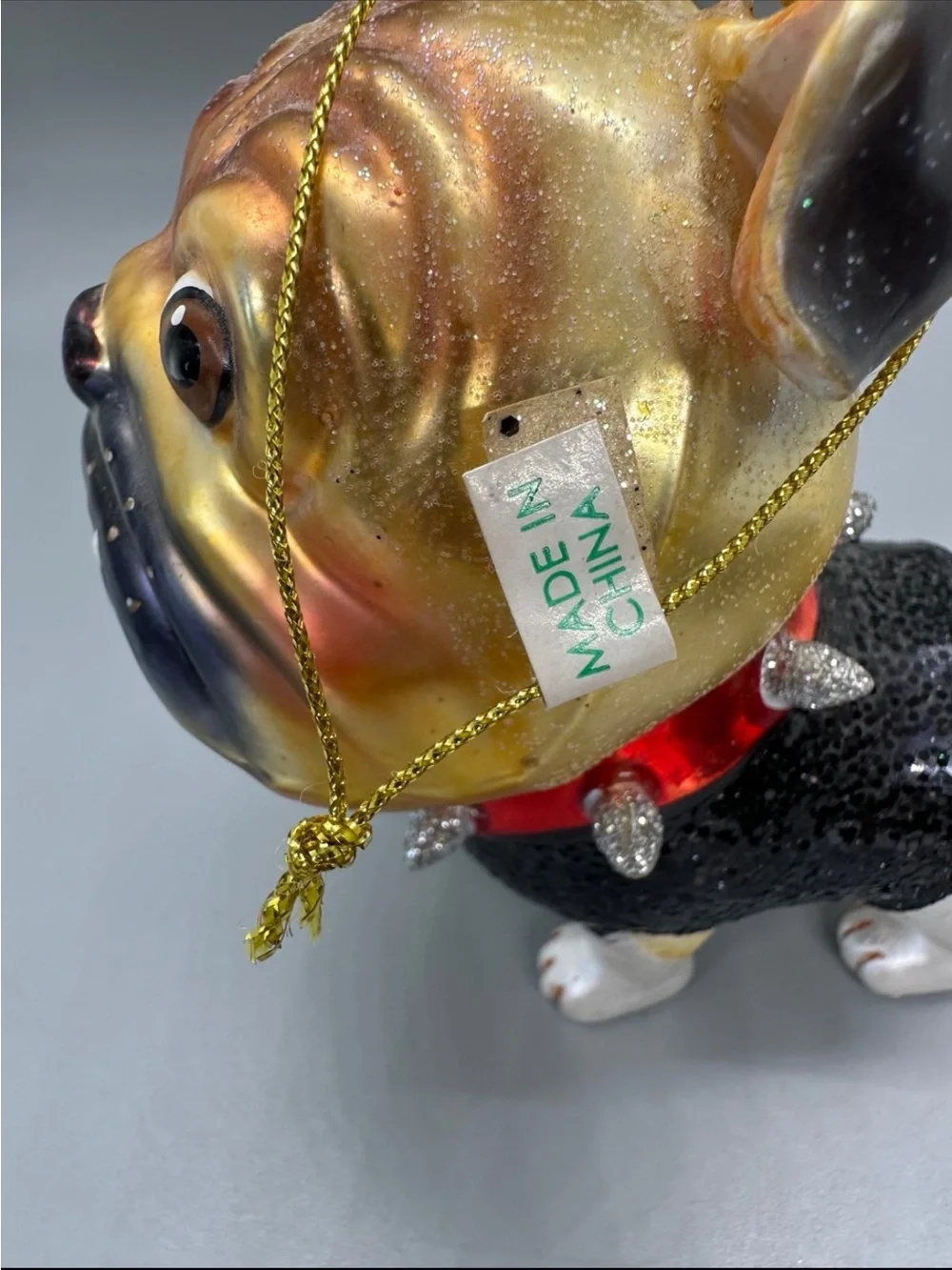 Fabulous Bulldog /Pug Glass Christmas Ornament Holiday Dog